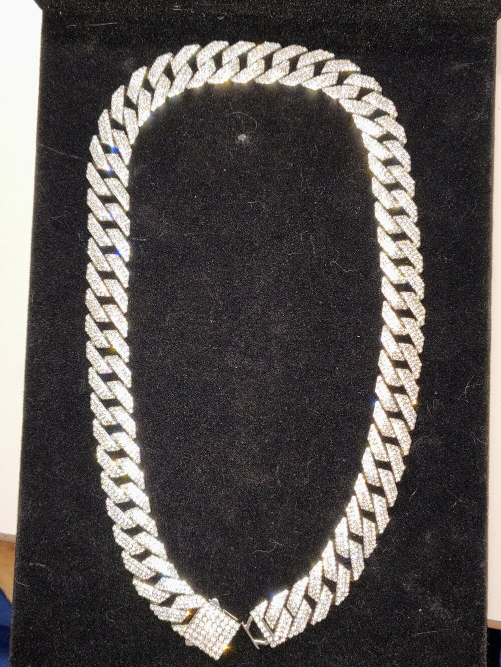 Men’s Iced‑Out Miami Cuban Link Chain – Silver‑Tone – 20” – 12–14 mm